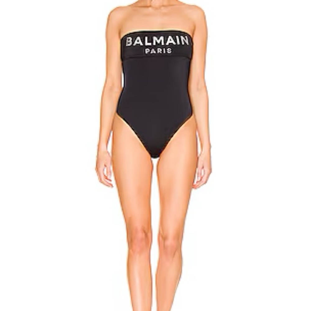 Balmain Black One Piece Swimsuit Sleek Design